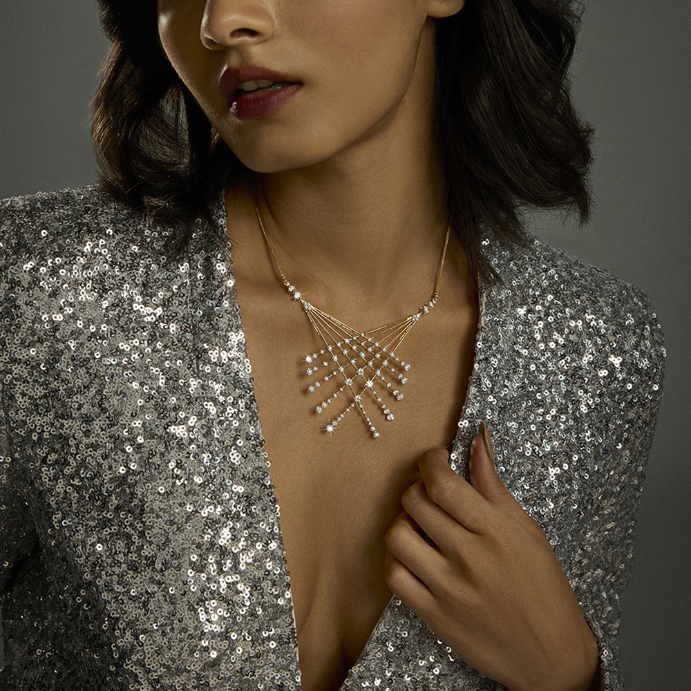 Midnight Glint Gold & Diamond Necklace