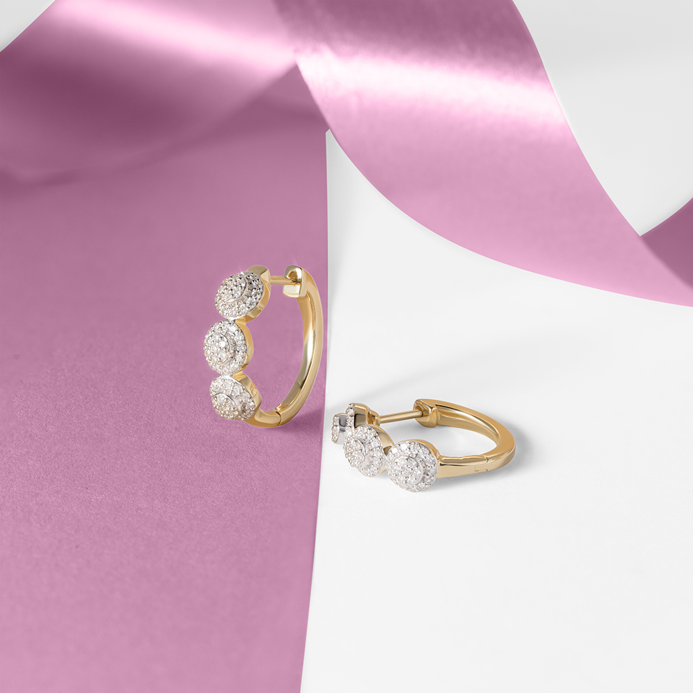 Leafy Luxe Gold & Diamond Hoop Earrings