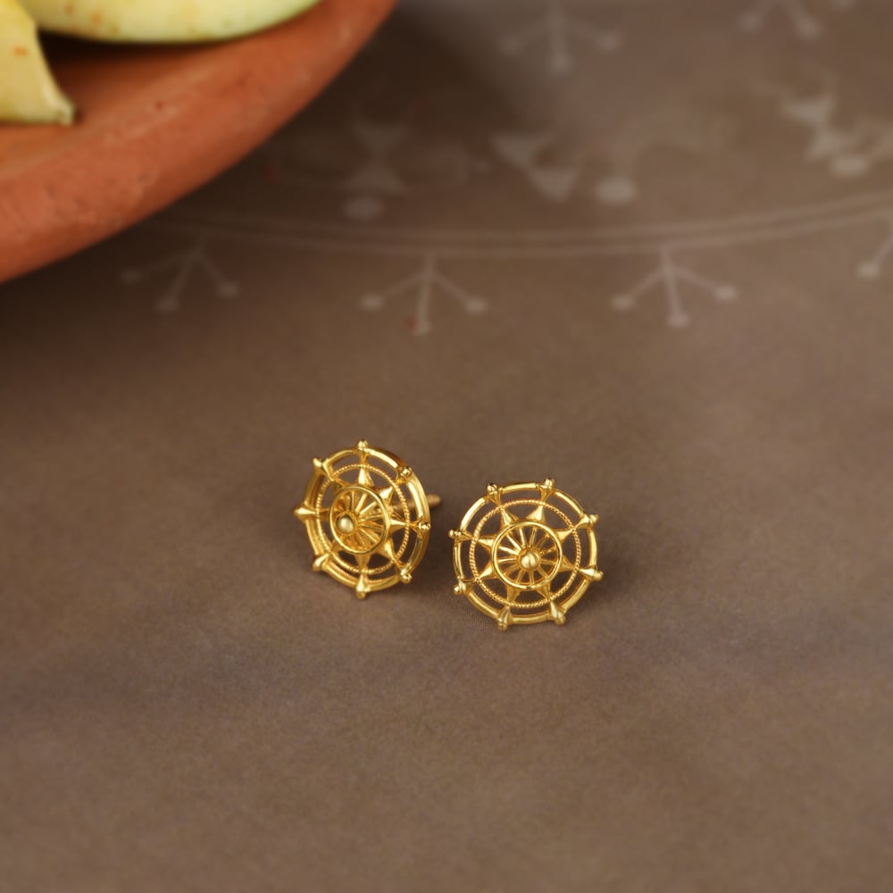 Chic Warli 22KT Gold Stud Earrings