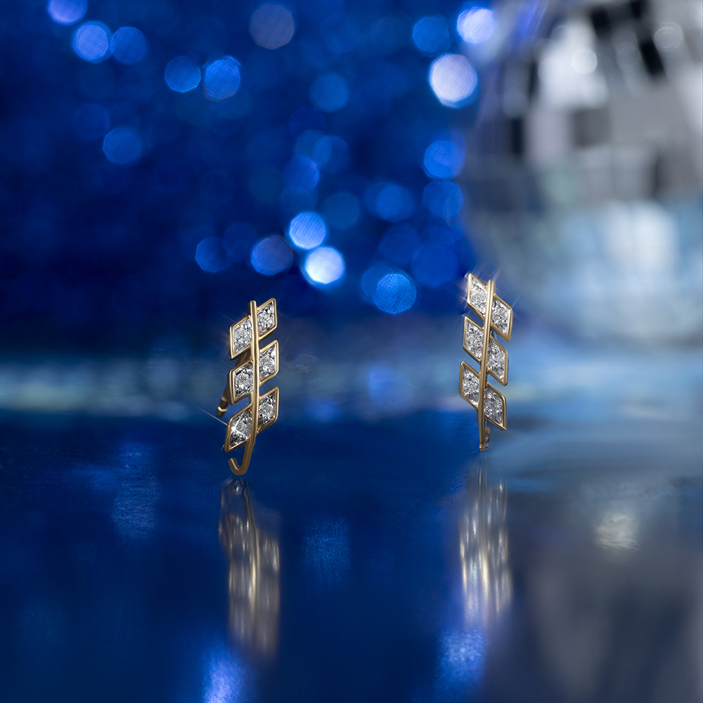 Electric Sequin Gold & Diamond Stud Earrings