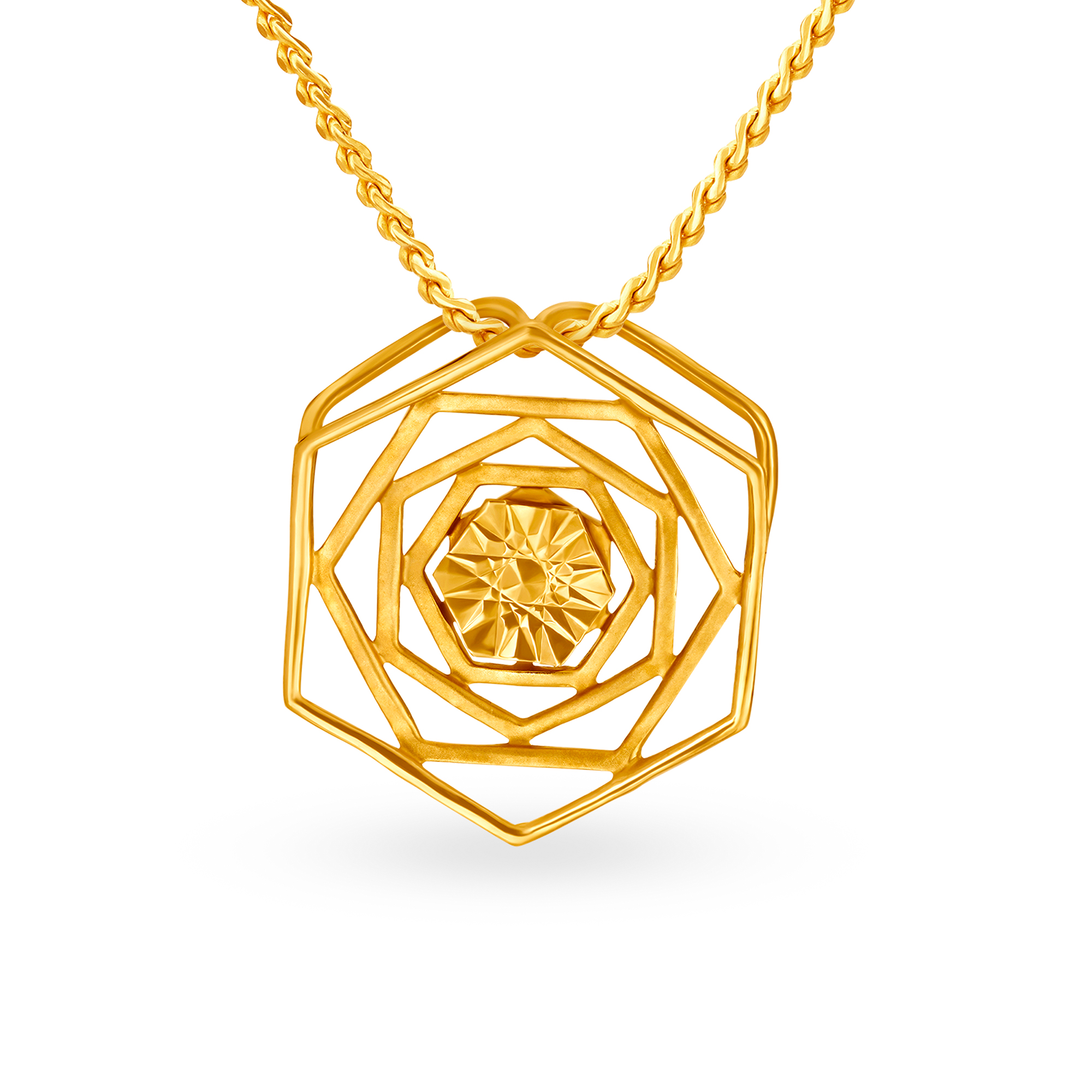Hexagon Shine Gold Pendant