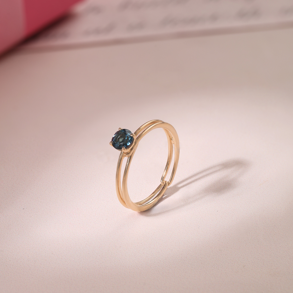 Aqua Love Topaz & Gold Ring
