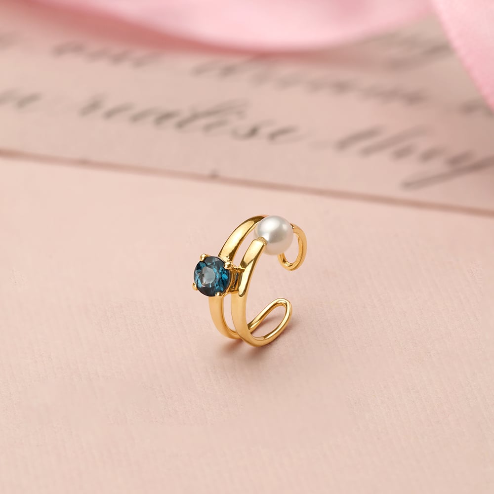 Aqua Cool Pearl & Gold Ear Cuff