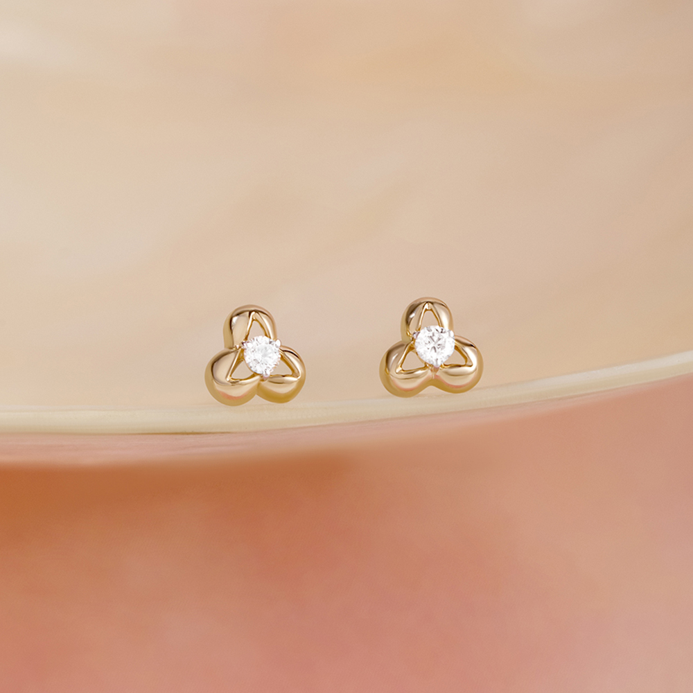 Iconic Shimmer Gold & Diamond Stud Earrings
