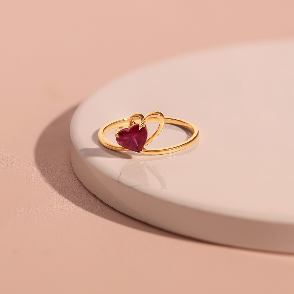 Entwined Hearts Ruby & Gold Ring
