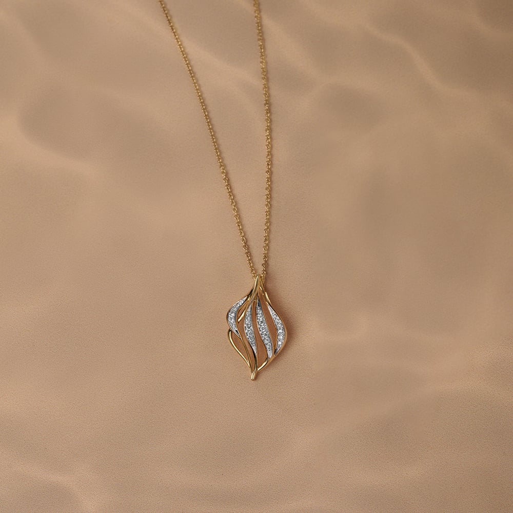 Draped Elegance 14 Kt Gold & Diamond Pendant