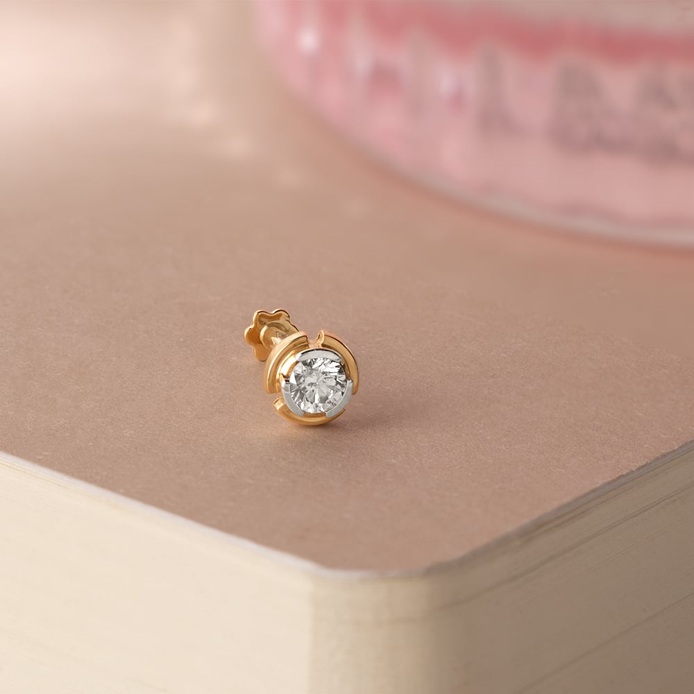 Orbit Spark Gold and Diamond Nose Pin