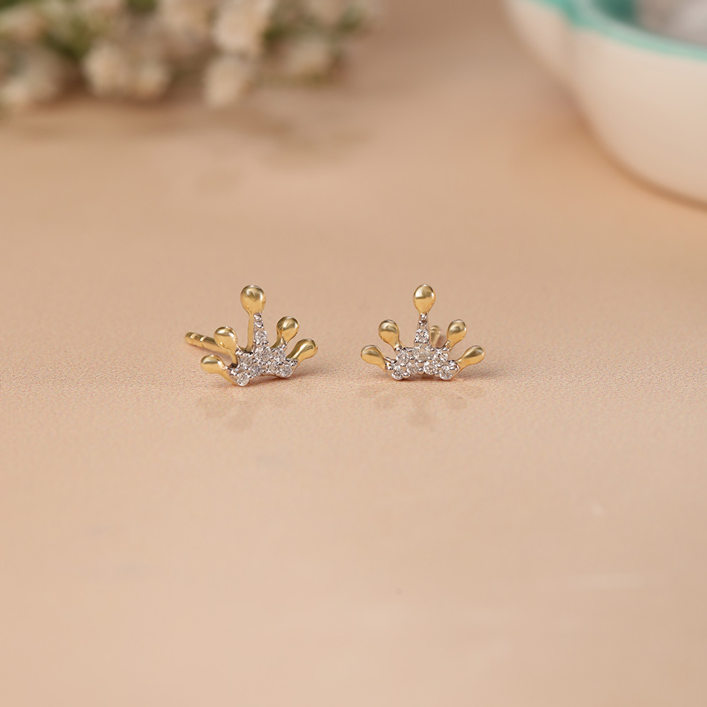 Regal Radiance 14KT Gold & Diamond Stud Earrings