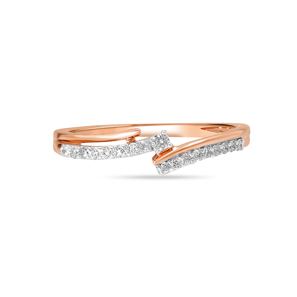 14KT Rose Gold Crossed Paths Diamond Finger Ring