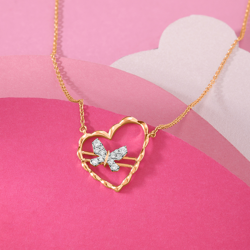 Winged Melody 14KT Gold  & Diamond Pendant with Chain