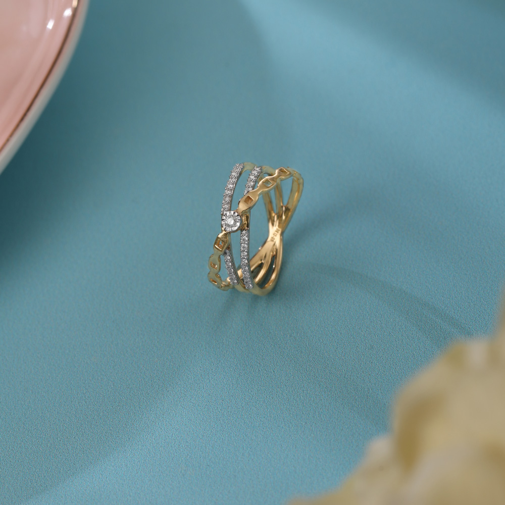 Harmony Crossover 14KT Gold & Diamond Ring