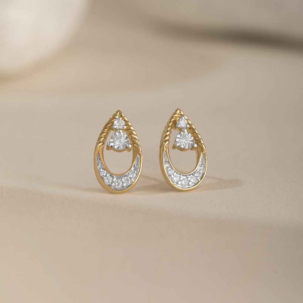 Teardrop Unity Gold & Diamond Stud Earrings